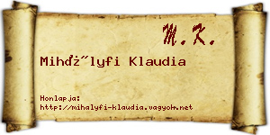 Mihályfi Klaudia névjegykártya